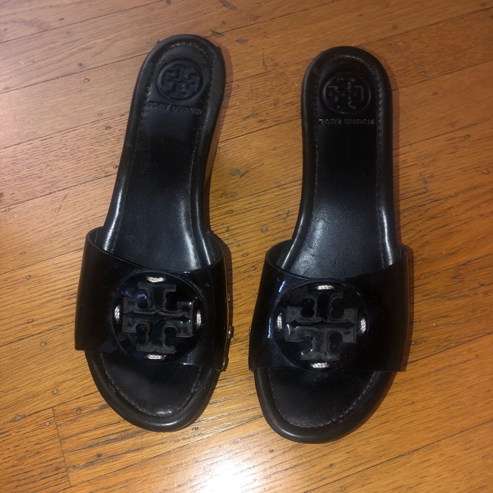 Tory Burch Black Wedge Sandals